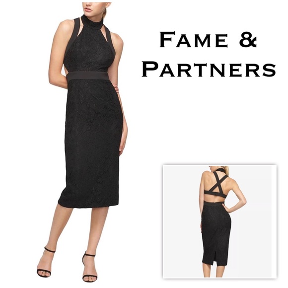 Fame and Partners Dresses & Skirts - FAME AND PARTNERS Poplace Black Paneled Lace Midi Dress NWT Sz 6